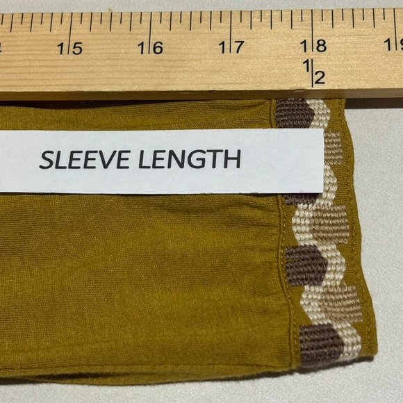 J Jill Women ¾ Sleeve Embroidered Cotton Tunic Blouse Sz S Mustard Boho Comfort - Picture 8 of 10